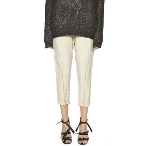 NOSTRASANTISSIMA Women's Linen Blend Cropped Pants Women Beige